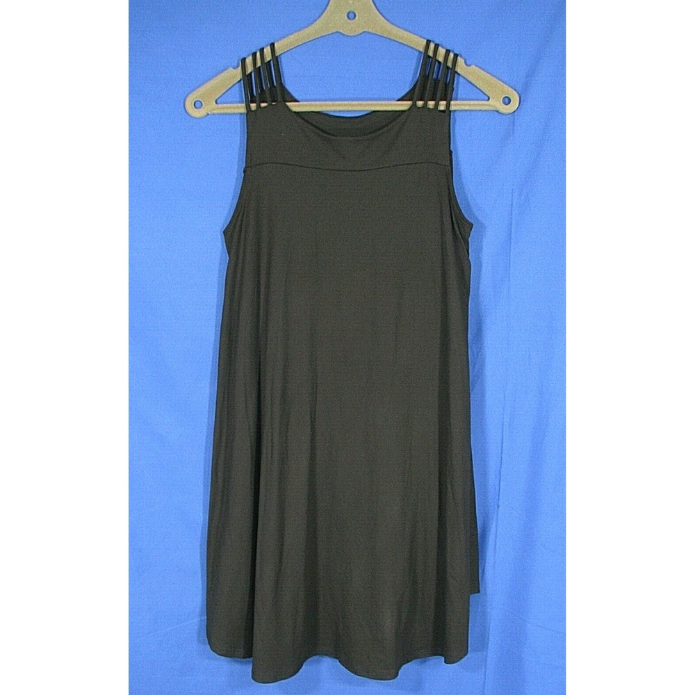 LAZY SUNDAYS Soft Knit STRAPPY SLEEVELESS Round Neck A-LINE DRESS Lined Sz S